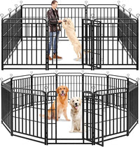 Dog Playpen Outdoor 12 Panels Heavy Duty Dog Fence 40" Height with Thick Pipe Anti-Rust with Doors Portable for RV Camping Yard, Total 27FT, 57 Sq.ft, Snowy Black