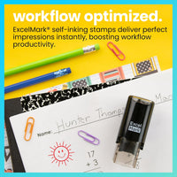 ExcelMark Round Teacher Stamp, RED Ink - HAPPY SUN - image 2