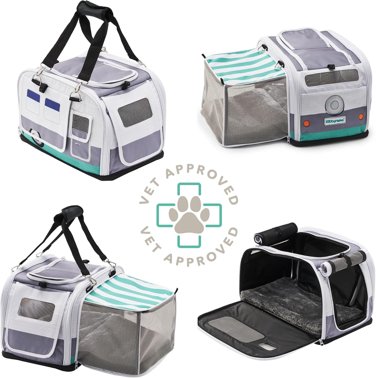 Soft-Sided Airline Approved Cat Carrier with Expandable Hideaway - Slate Cruiser - image 2