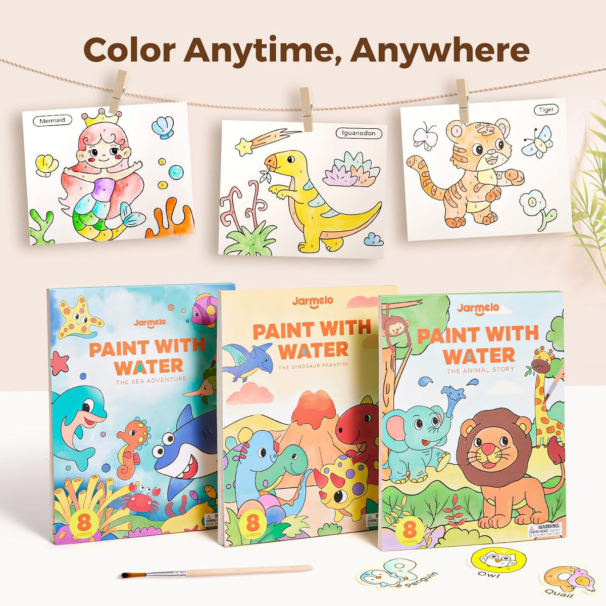 Jar Melo Paint with Water Books for Toddlers, Animals – Fun for Kids & Family - Dinosaur - image 4