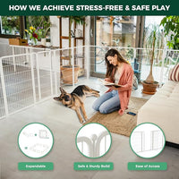 FXW Homeplus Unleashed Indoor Dog Playpen - Stress-Free and Safe Play, Heavy Duty 45 Inch 12 Wire Panels Dog Pen for Large Dogs, White│Patented