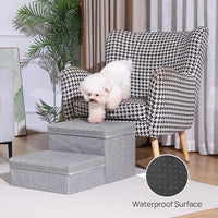 Foldable Dog Stairs/Steps 2-Tier Pet Steps Storage and Adjustable Steps for Small Medium Dogs Pet Steps Storage Stepper for High Beds Sofa Pet Dog Cat (2 Step-Light Grey)