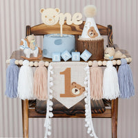 DCJHFJ First Birthday Decorations for Boy Highchair Banner One - Blue Khaki White - image 3
