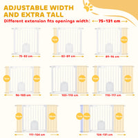 30"-52" Extra Wide Pet Gate Barrier with Small Door, 30"H Dog Gate with Safety Gate Barrier, Stair Pressure Fit, White
