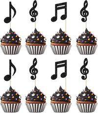 Gyufise 24Pcs Dance King Cupcake Toppers Glitter Jazz Dancers Happy - Light Black