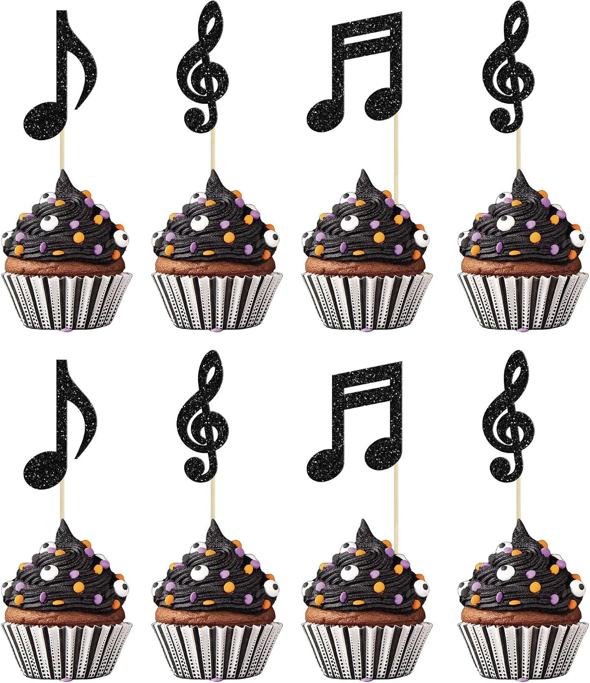 Gyufise 24Pcs Dance King Cupcake Toppers Glitter Jazz Dancers Happy - Light Black