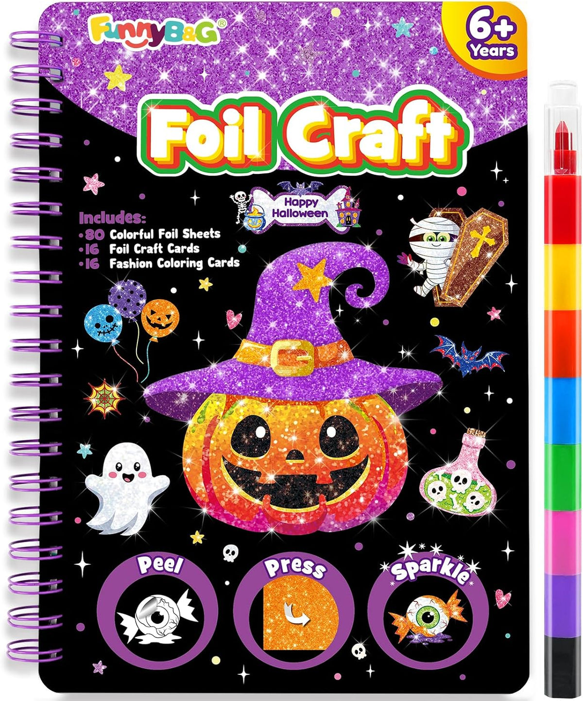 FUNNYB&G Foil Art Craft Kit for Kids - Happy Halloween