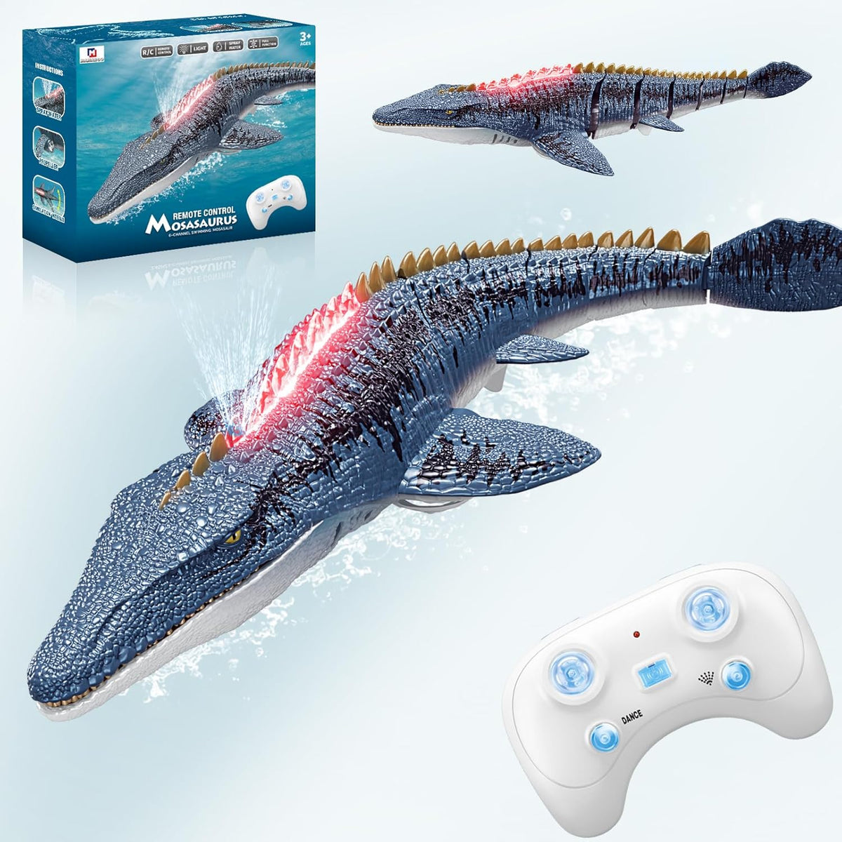 MAMABOO Remote Control Mosasaurus Dinosaur Toys for Boys Kids - Dark Blue