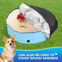 63 inch Foldable Dog Pet Bath Pool Cover, Portable Round Collapsible Pool Cover with Oxford Cloth Material and Drawstring Design for Dog Pet Pool, Waterproof and Dustproof (Black)