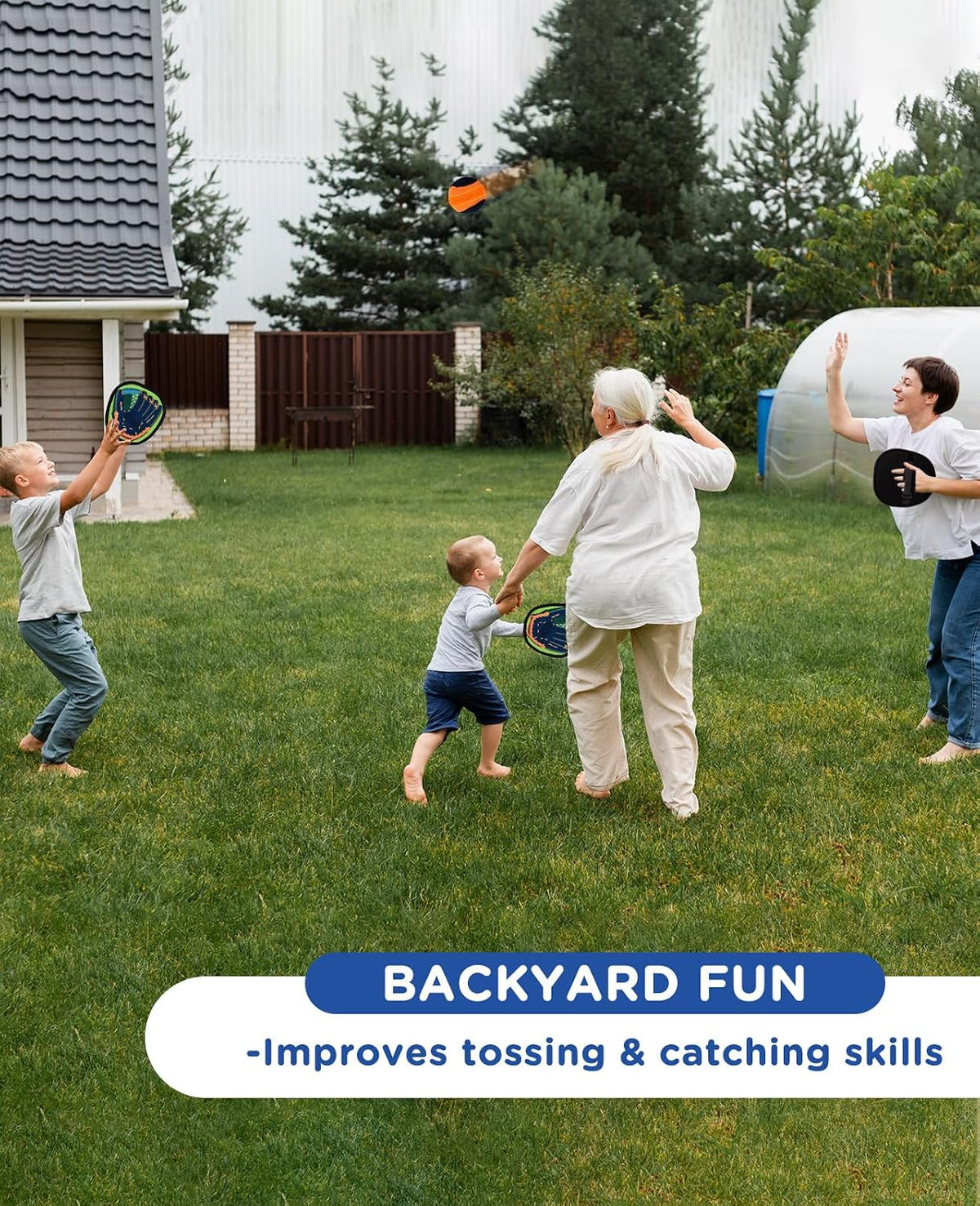 Aywewii toss and catch game with sticky hook and loop paddles and soft balls - view 11