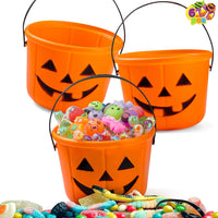 JOYIN 6 pack Halloween jack o lantern trick or treat pumpkin buckets with handles - view 2