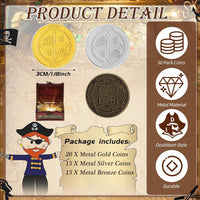 Hanaive 50 Pcs Metal Fake Gold Coins, Silver, Bronze - Gold, Silver, Bronze / Round - image 2