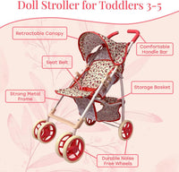 Baby Doll Stroller for Toddler Girls & Big Kids up to 8 Years Old - Floral - image 4