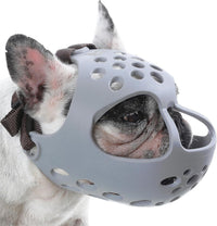 English Bulldog Muzzle, Soft Short Snout Dog Muzzle Stops Biting – Essentials for Dogs - Gray / M（Head 15-16½"）
