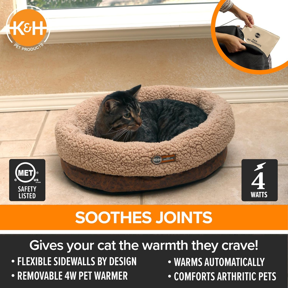 K&H Heated Cat Bed, Thermo-Snuggle Cup Bomber Indoor - Chocolate / 14 X 18 Inches / Cup Bomber - image 4