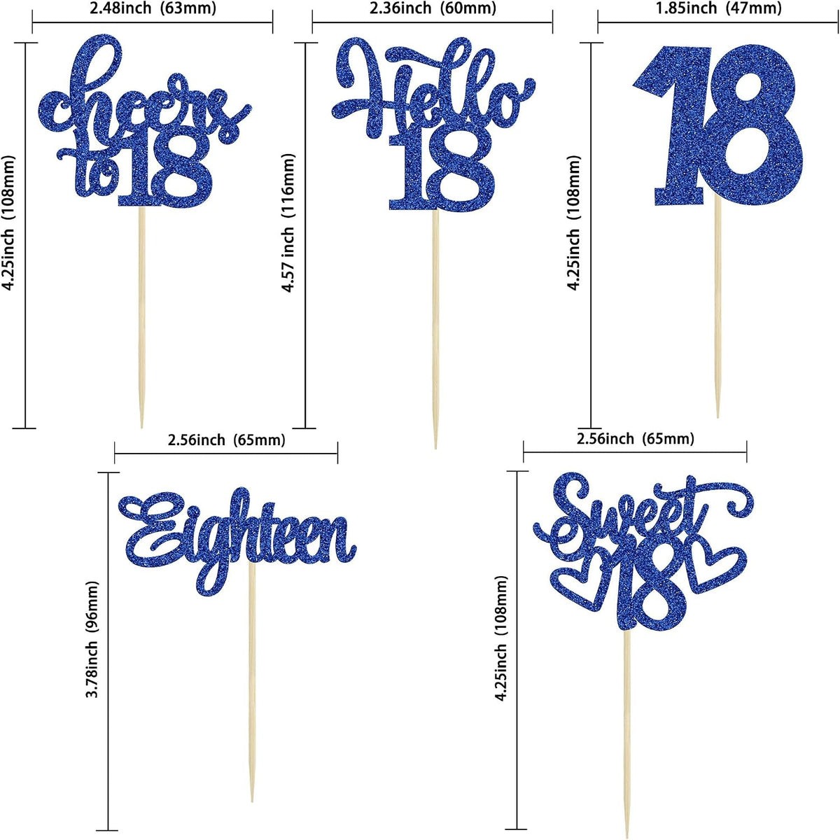 30pcs 16th Birthday Cupcake Toppers - 18th / Deep Blue - image 2