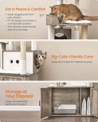 Feandrea Cat Tree, 66.9-Inch Cat Tower with Litter Box Enclosure – Essentials for Cats - Heather Greige - image 4