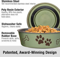 Loving Pets Bella Dog Bowls, Stainless Steel Dog & Cat Bowls - Artichoke / Large (35-65lbs) - image 2