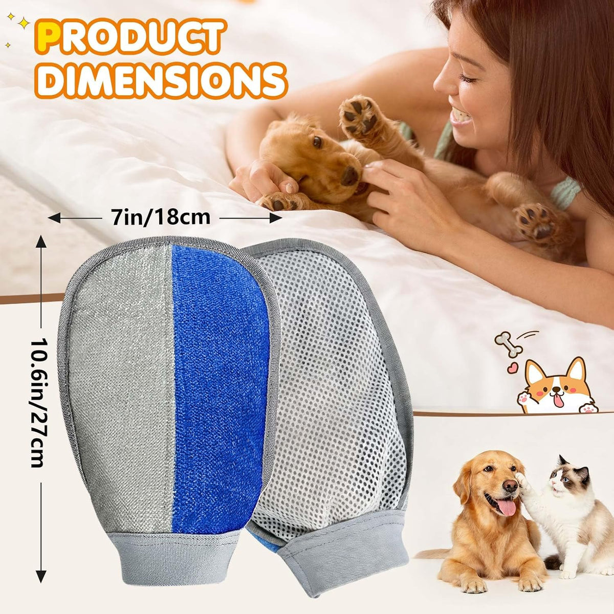 Huvamind reusable five-finger pet hair removal glove for dogs and cats - view 2