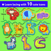 KRAFUN Princess, Unicorn & Mermaid Lacing Cards Age 3+ - Safari - Large - image 3