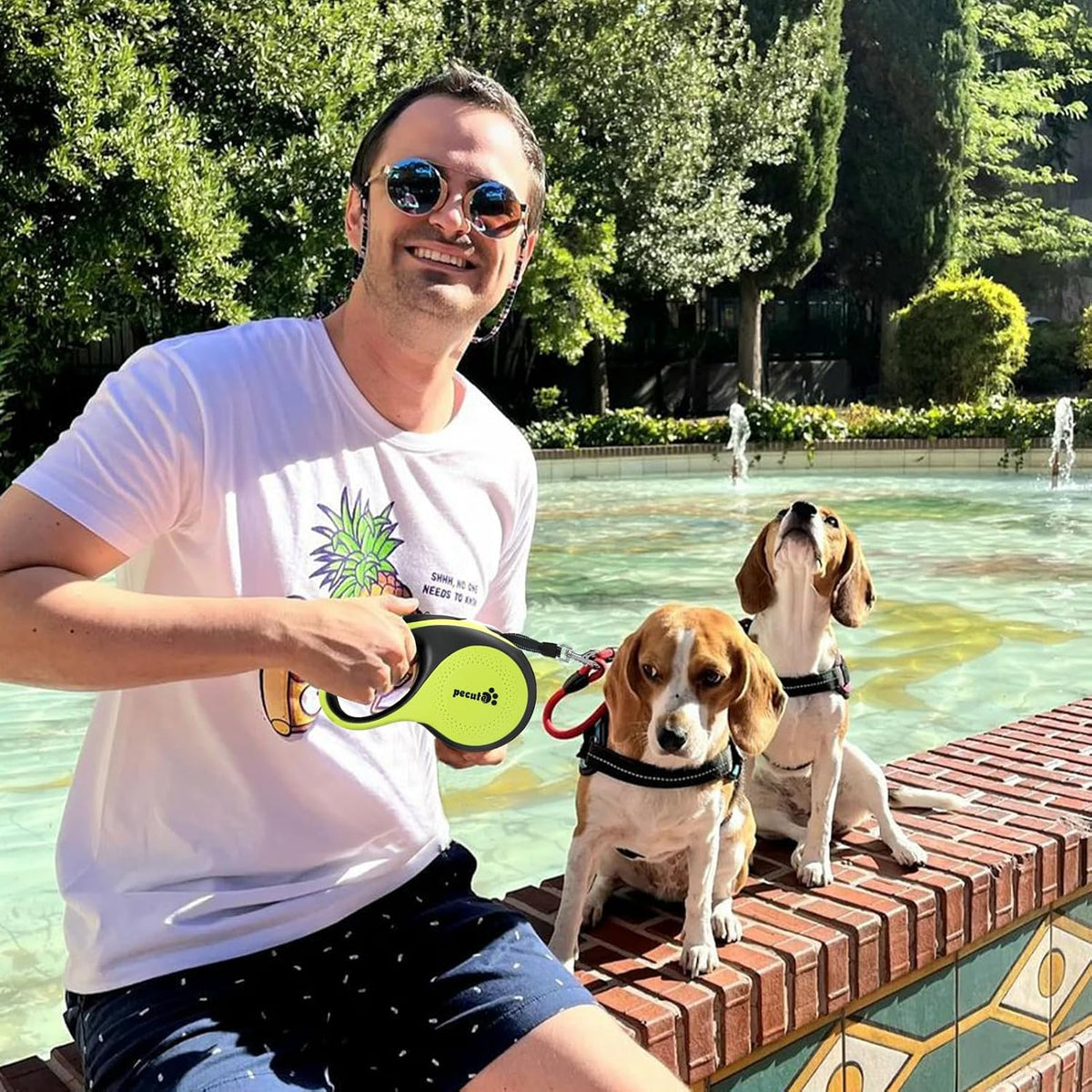 Retractable Dog Leash with Light, 360° Tangle-Free - Green with LED light / Large-16ft - image 2