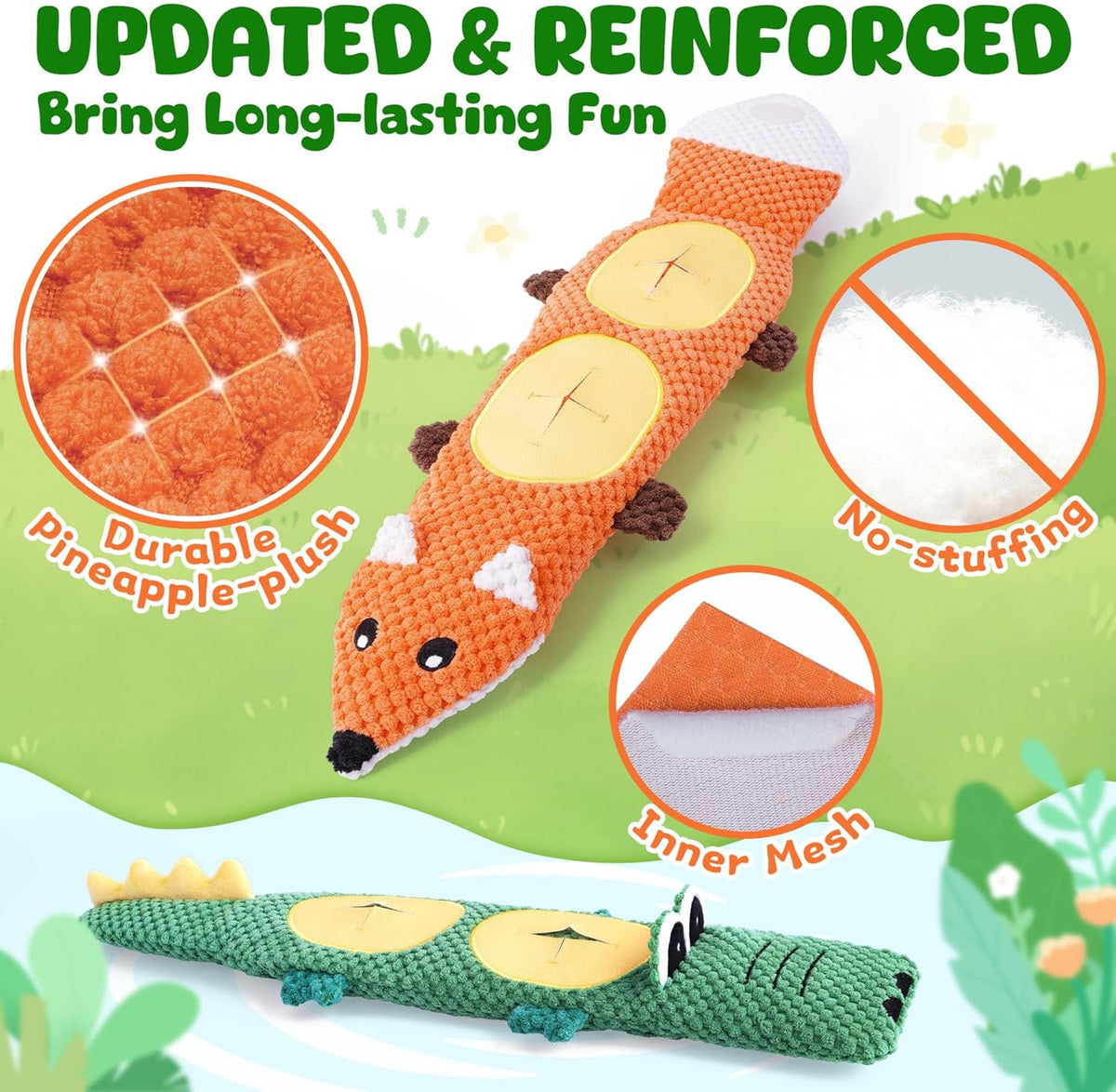 XIUGOAL Tough Dog Toys for Chewers - Fox-Crocodile - image 4
