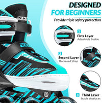 Adjustable Inline Skates for Kids Ages 4-12 – Fun for Kids & Family - Cyan / Large-Youth（3-6 US） - image 4