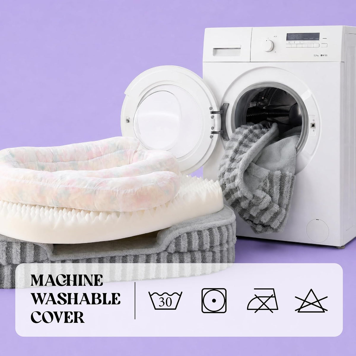 LE SURE Cute Cozy High Back Orthopedic Dog Beds Medium Size Dog - 42.0"l X 30.0"w X 7.0"th / Hazel - image 2