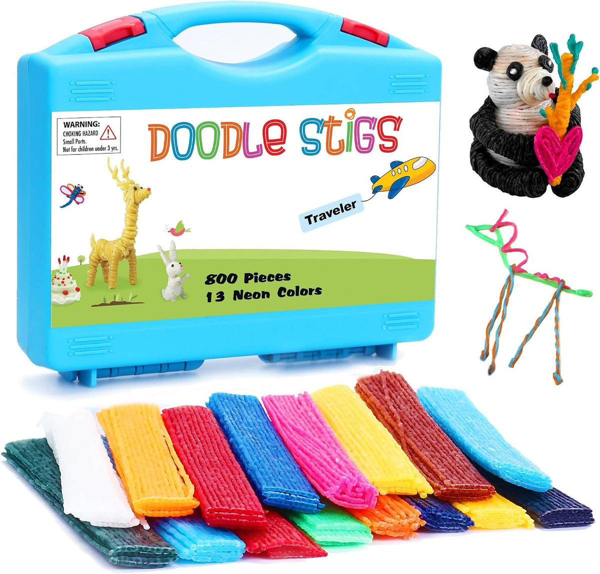 CALPALMY (800 PCS Wax Sticks for Kids, Bendable Wax Yarn Sticks - 6"Wax Sticks (800PCS) / Multicolors/Blue Box