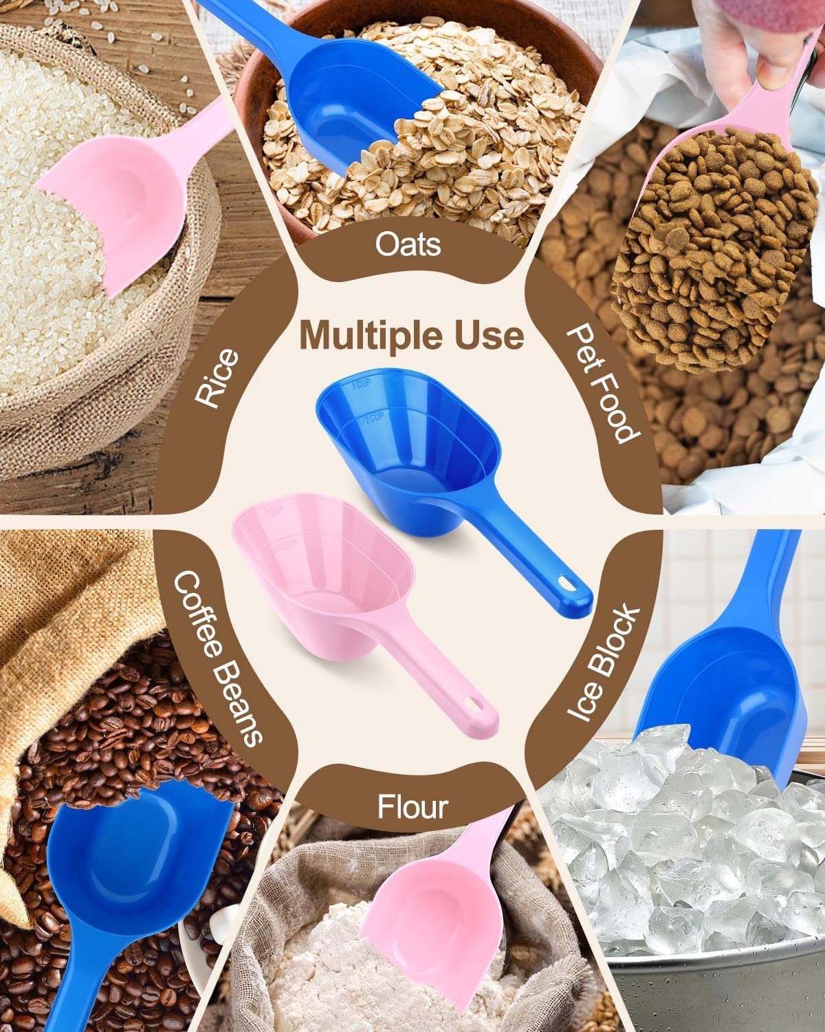 2 PACK Dog Food Scoop,1 Cup Capacity Pet Food Scoop For Dog and Cat – Essentials for Dogs - pink and blue - image 4