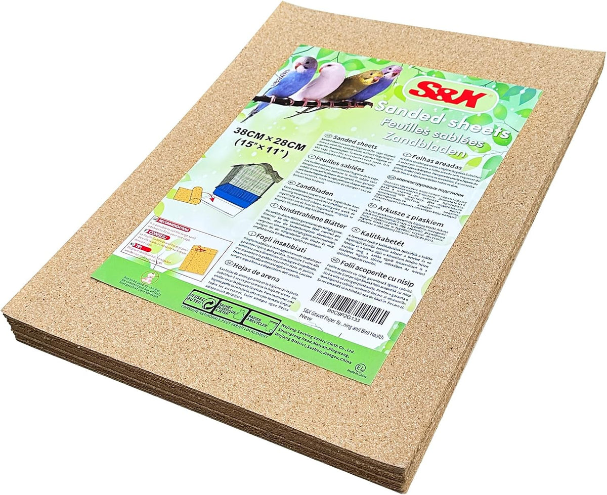 S&X Bird Cage Liners 17 x 11in, Disposable Gravel Paper Sheets - 15" x 11" - 30PCS