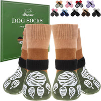 Anti Slip Dog Socks to Prevent Licking Paws with Grippers Black – Essentials for Dogs - Khaki Green / Large