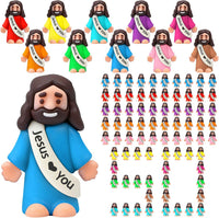 Bememo 50pcs Mini Jesus Loves You Religious Figures - Colorful
