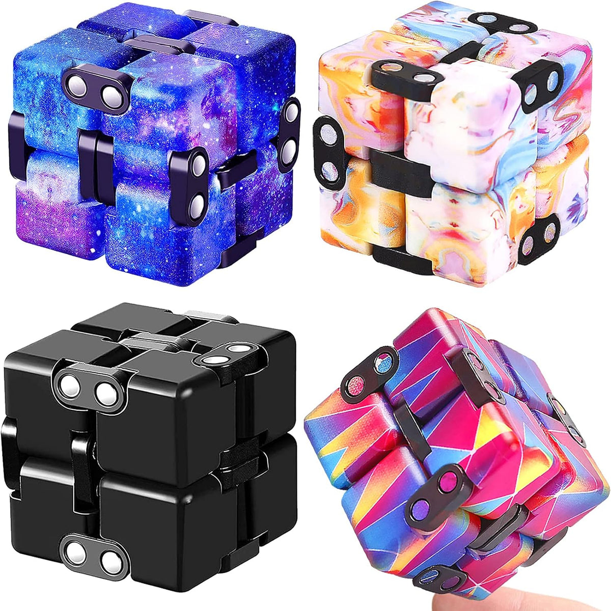 4 Packs Infinity Cube Toy Game for Kids and Adults - Multicolored