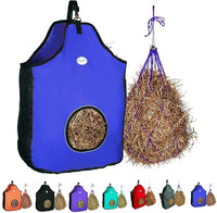 Majestic Ally 1200 D Hay Feeder Tote Bag for Horses, Sheep with Reflective Trim- Reduces Waste - Comes with 36” Hay Net. (Royal Blue)