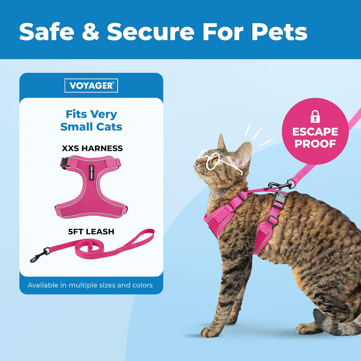 Voyager Escape-Proof Step-in Harness & Leash, Orange - Fuchsia (327) / XXS (Chest: 11.5 - 14") - image 2