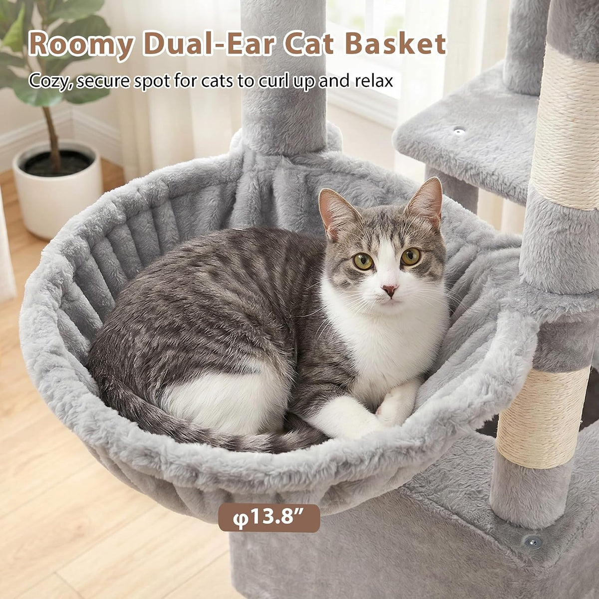 Maine Coon Cat Tree, Heavy Duty Cat Tower for 20 lbs+, GCT033G – Essentials for Cats - 60 inches / Light Gray - image 4