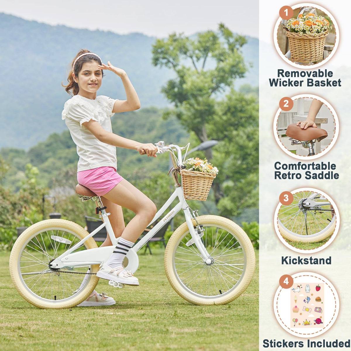 Petimini 12 14 16 18 20 Inch Kids Toddler Bike for Boys Girls – Fun for Kids & Family - White / 20 Inch - image 3
