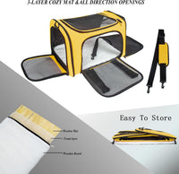 Soft Sided Carrier for Small Medium Cats Dogs - 17.0"L x 11.0"W x 11.0"H / Yellow - image 2