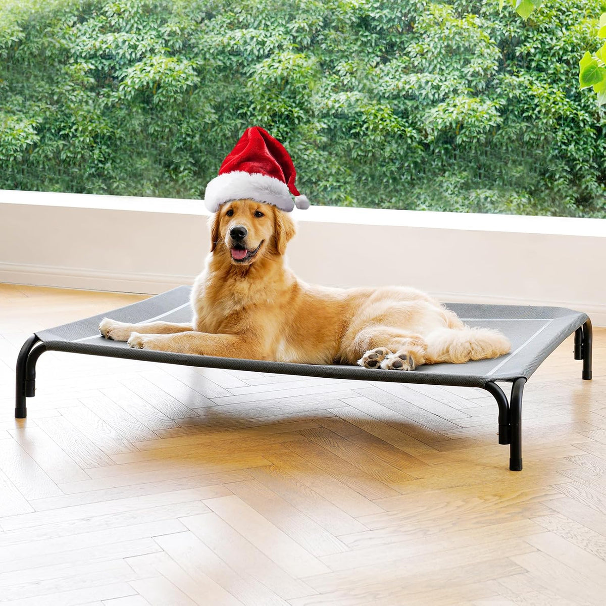 Elevated Dog Bed Raised Outdoor Dog Cot for Large Dogs - L-43.3"L×31.9"W×7.9"Th / Grey