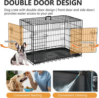 FDW, 48" Foldable Metal Dog Crate, Cage for XL Dogs - Dark Black / 42 Inch Double Door - image 4