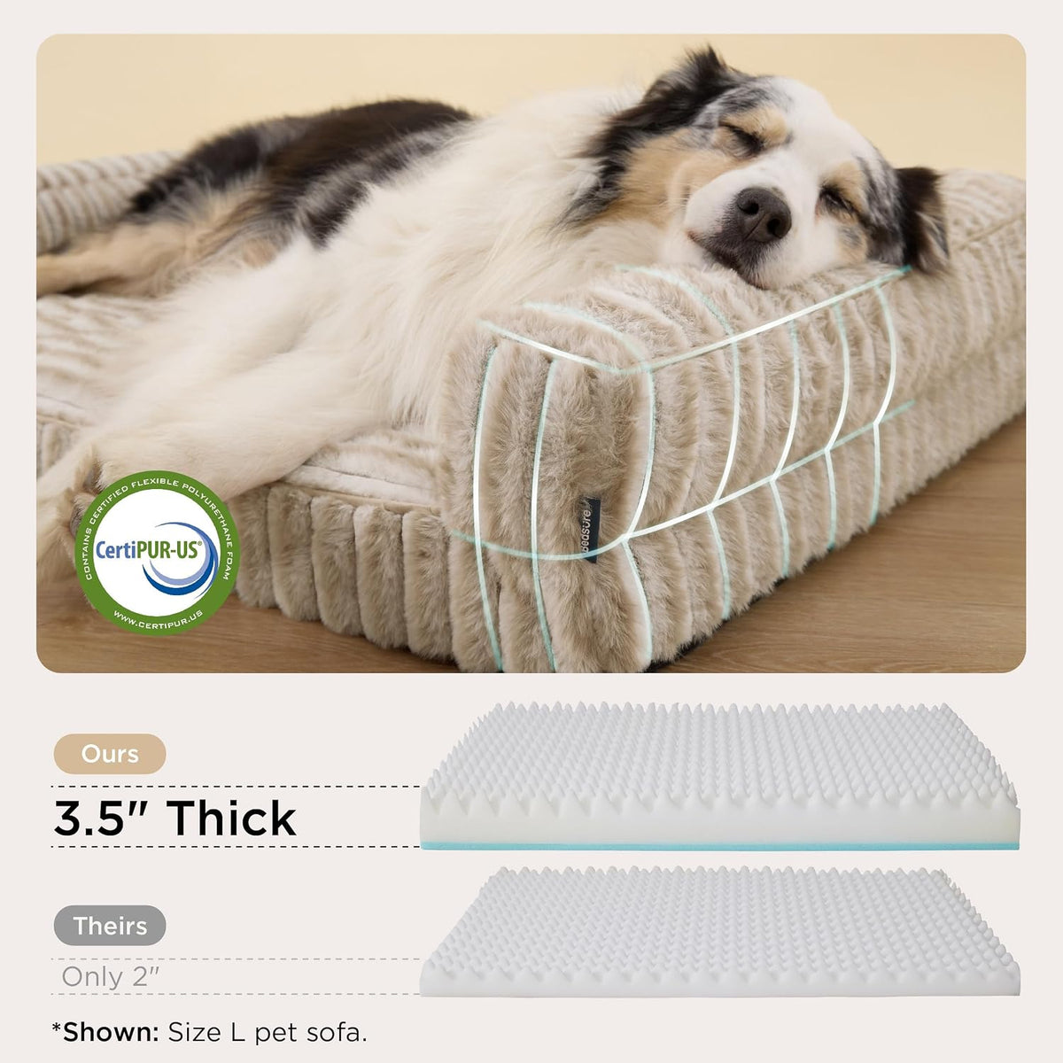 Bedsure ComfyFleece Memory Foam Orthopedic XL Dog Bed Washable 42" – Essentials for Dogs - Amphora / 42.0"l X 30.0"w X 7"th - image 2