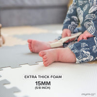 Non-Toxic Extra-Thick 36 Piece Children Play & Exercise Mat - 6 ft x 6 ft (Square) / Warm Grey/Cream/Sand - image 3