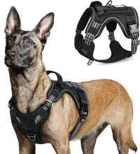 rabbitgoo Tactical Dog Harness for Large - Black / Large