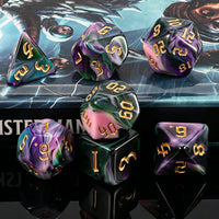 QMAY DND Dice Set - 7Pcs Blue Mix White Polyhedral Dice with Black Dice Bag – Fun for Kids & Family - Purple Green Four Colors - image 4