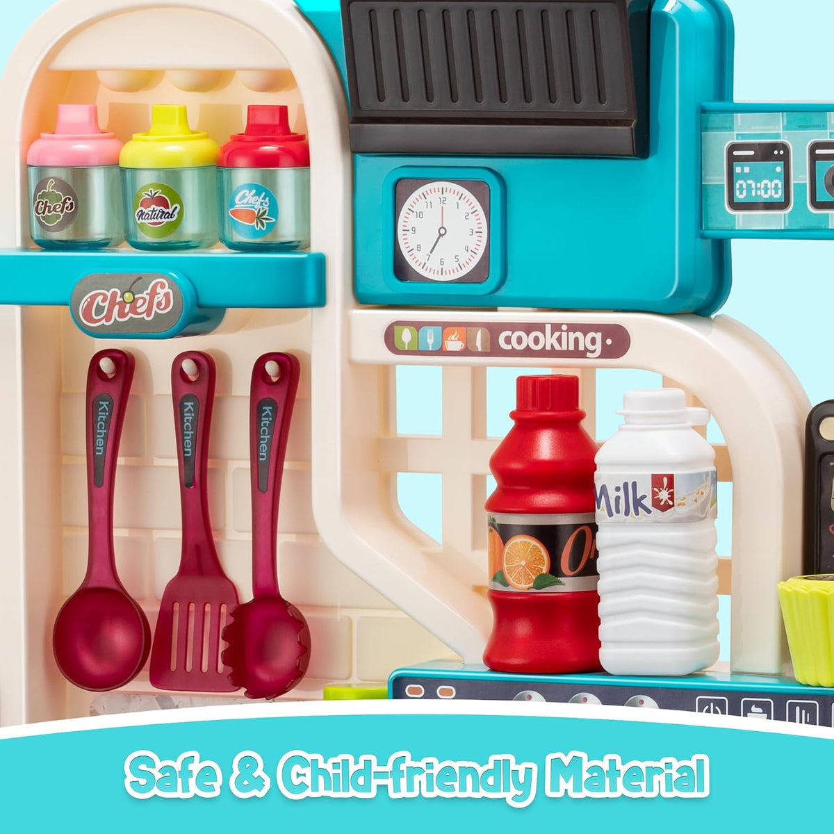 Kids Kitchen Playset, Cooking Stove, Play Sink, Oven - Blue - image 4