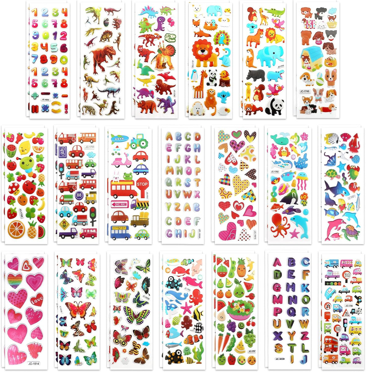 Puffy 3D Sticker for Kid & Toddler 500+ Variety Pack Cute Scrapbook - Basic Style 1