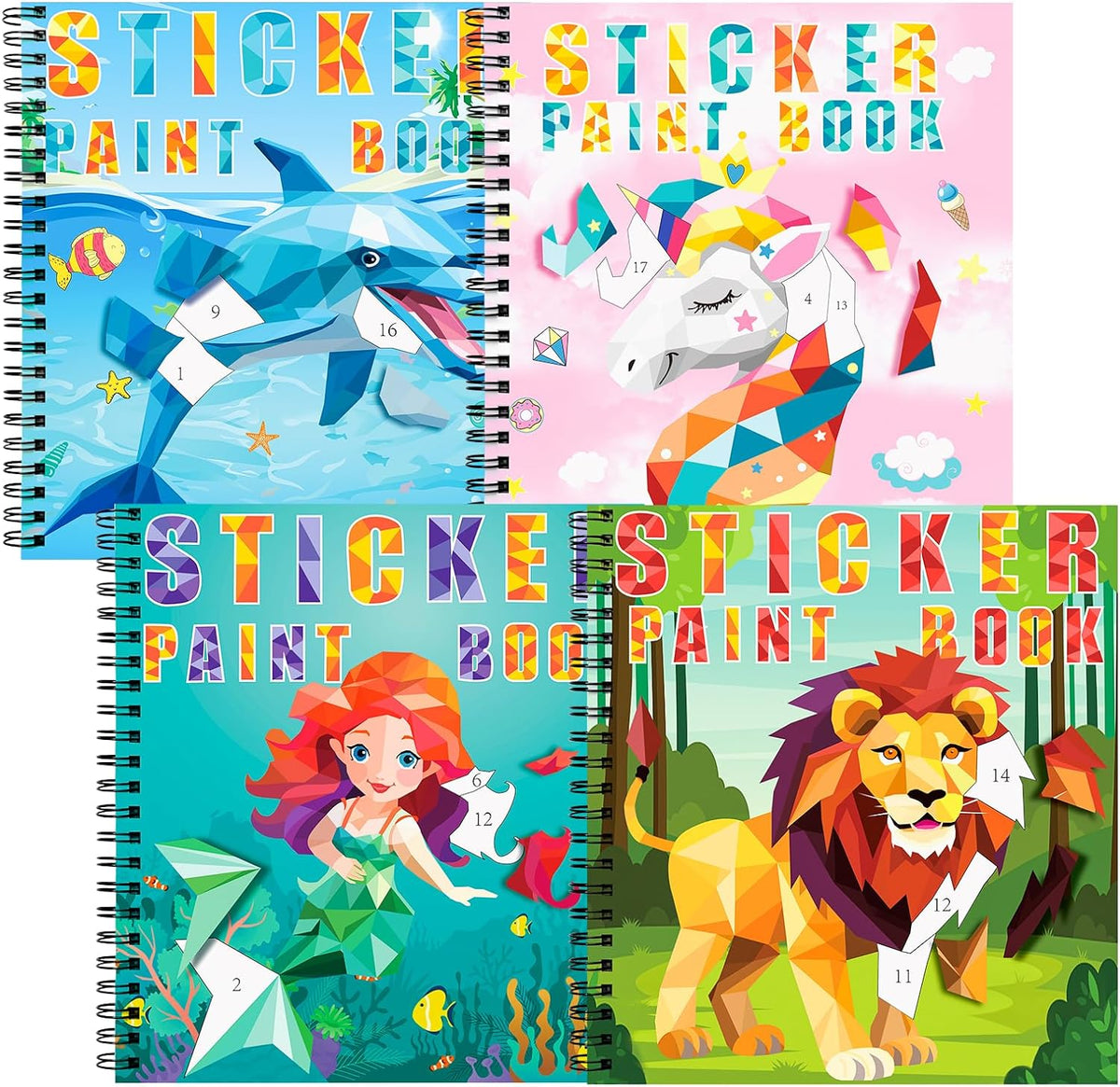 Homicozy 3Pcs Paint by Number Sticker Books for Kids 4-8 - Style1-4pcs