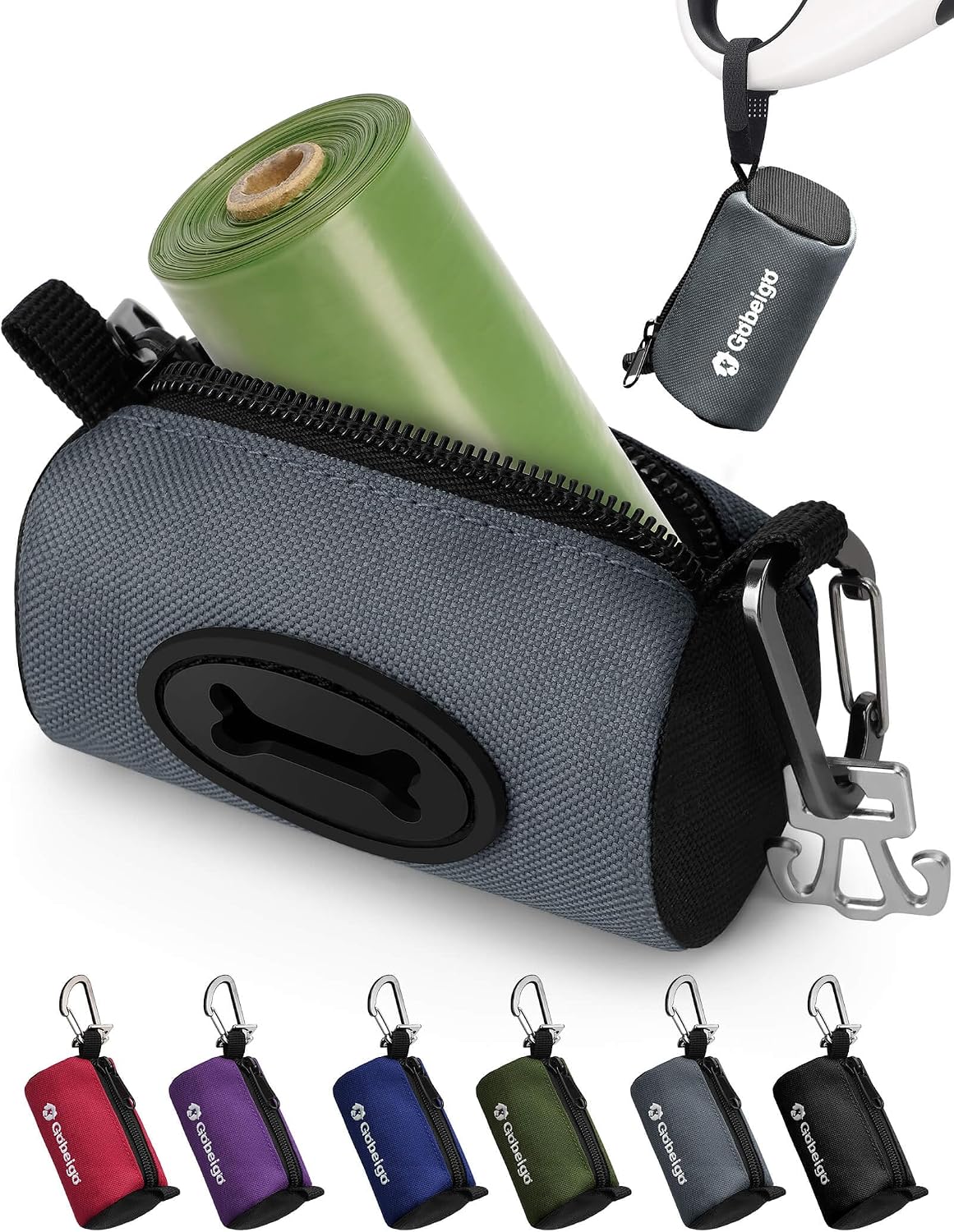 Gobeigo Dog Poop Bag Holder with Used Bag Carrier – Essentials for Dogs - Gray