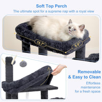Heybly Cat Tree, 45.3" Cat Tower for Indoor Cats with Large Perch HCT202SG – Essentials for Cats - 45.3 inch / Smoky Gray - image 4